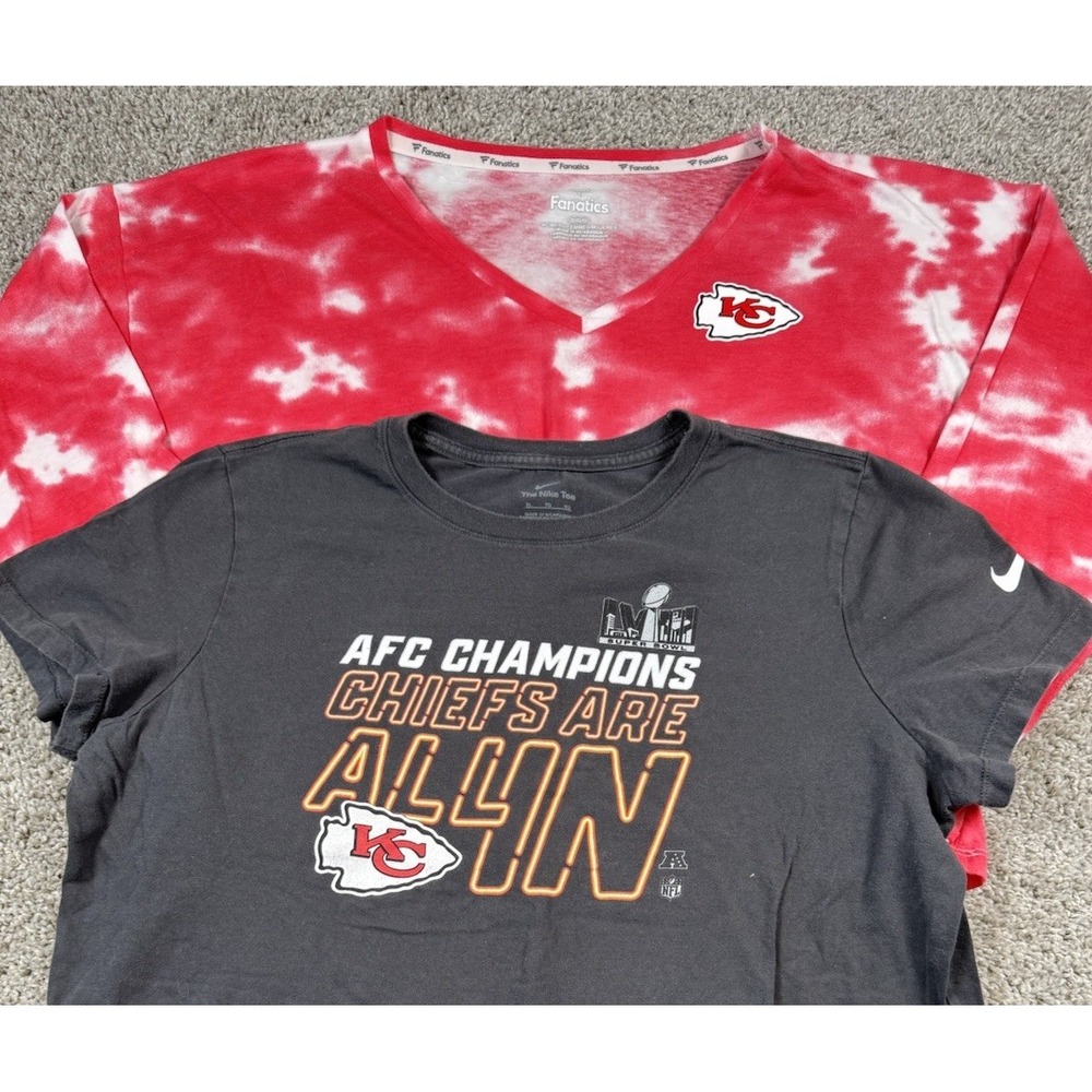 Kansas City Chiefs Womens Shirts - Lot Of 2 - Nike AFC Champions & Fanatics L/XL